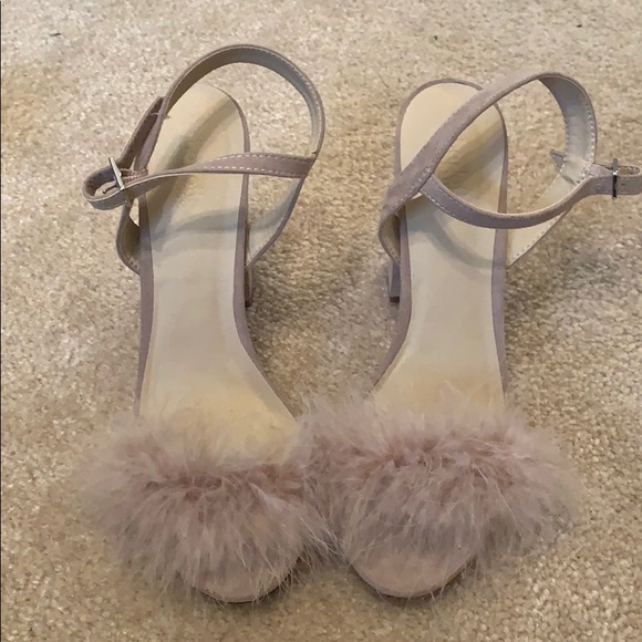 Charlotte Russe Shoes - Nude furry heels Charlotte Russe